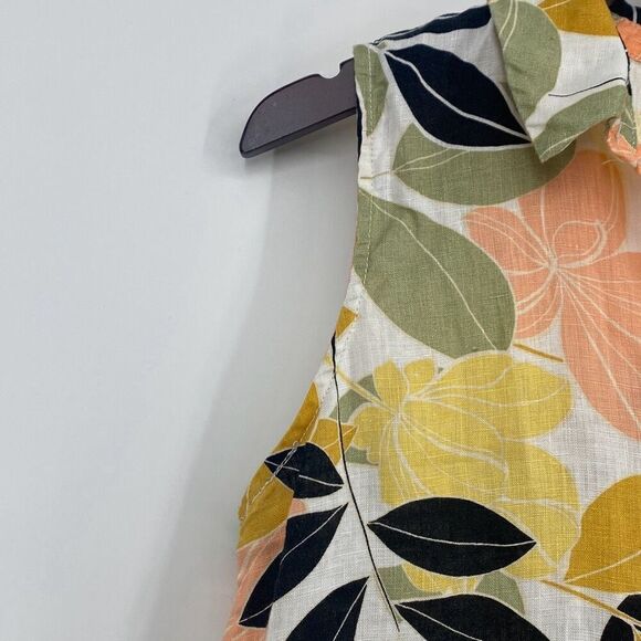 Rachel Zoe Linen Sleeveless High-Lo Shirt Dress Shift Tropical Print Small - Picture 5 of 10